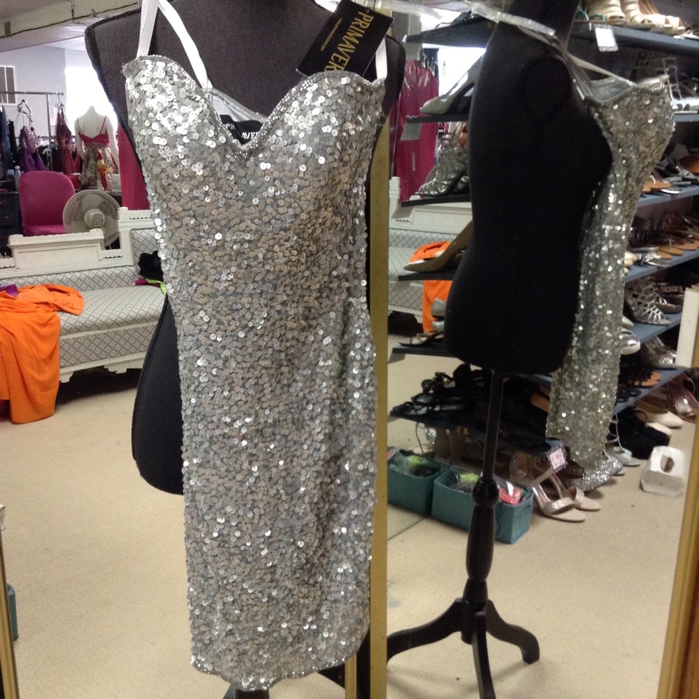 Primavera short dress size 0 silver NWT
